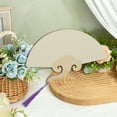 thumbnail image 4 of Unique Bargains 1 Pcs Portable Double-Sided Short Handle Round-Shaped Folding Fan for Wedding Xuan Paper Bamboo Beige [Double-Sided Short Handle Round-Shaped], 4 of 5