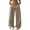 Khaki #006, variant on Women's Ruffle Waist Wide Leg Pants Elastic Lace Trim Lounge Trousers Loose Casual Streetwear Bottoms, 2XL