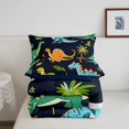 thumbnail image 4 of meiyoeat Kawaii Forest Dino Queen Comforter Set, Woodland T-rex Wildlife Comforter Sets Queen, Navy, Blue Reversible, 3pcs, 1 Comforter and 2 Pillowcases, 4 of 6