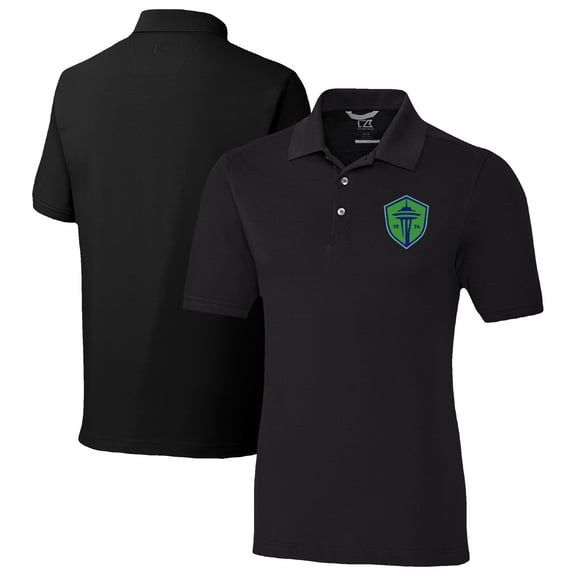 Men's-Cutter & Buck  Black Seattle Sounders FC Big & Tall Advantage Eco Tri-Blend Pique Polo
