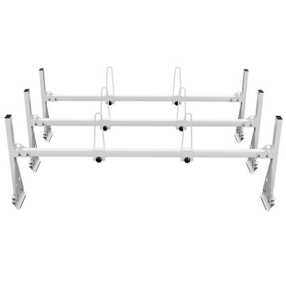 KFFKFF Trailer Ladder Rack, 59" Adjustable Roof Rack, 3 Crossbars, Straps Included, 800 lbs Load Capacity, Steel, Compatible with Chevrolet Express 1500 2500 3500/ Ford E150 E250 E350/ GMC Savana