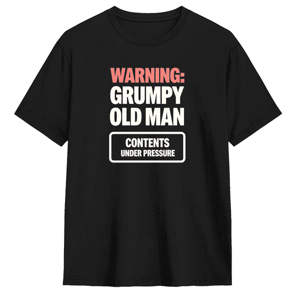 Grumpy Old Man Warning Sign Vintage Graphic Tee for Men, Funny Workout Cotton Short Sleeves T-Shirt