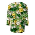 thumbnail image 4 of TrendVibe365 St Patricks Day Women's Plus Size Tops with 3/4 Sleeves Green Crew Neck Polyester Casual St. Patricks Day Blouse Tops for Irish Themed Gifts L, 4 of 5