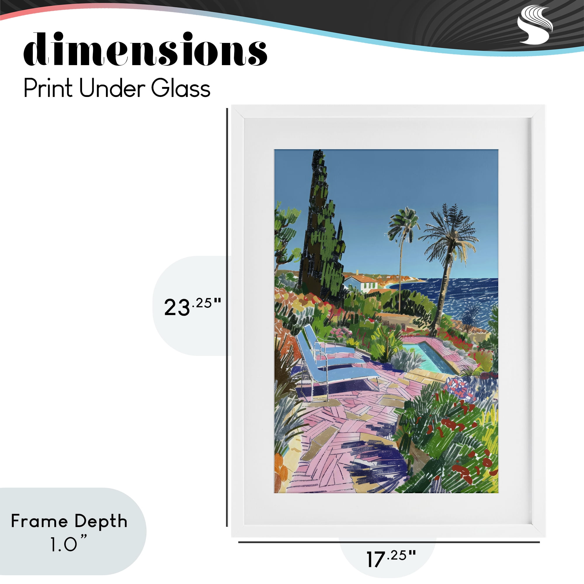 Stupell Industries Pool View to Ocean White Framed Print Under Glass, design by Creative Studio