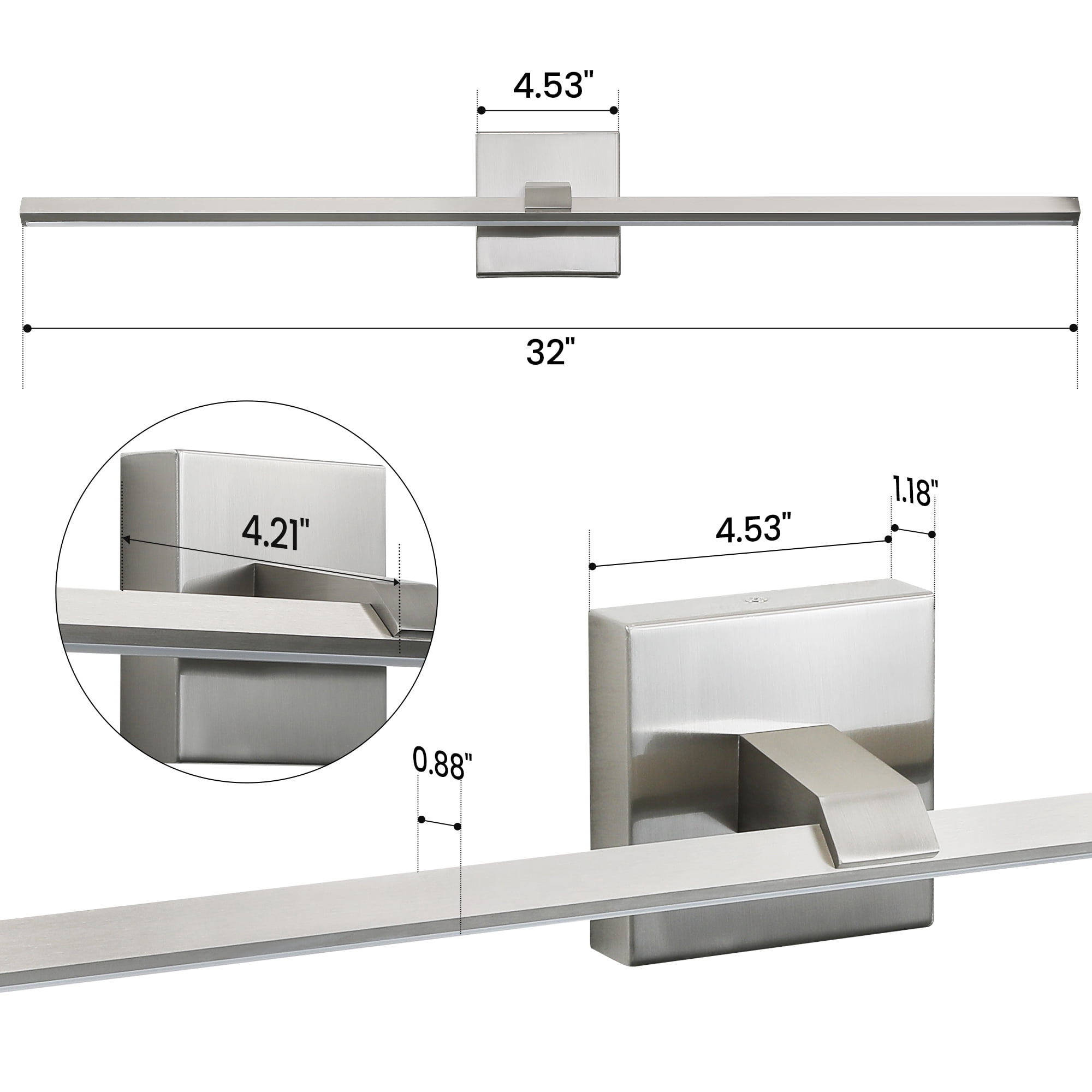 Modern Vanity Lighting Fixtures 32 Inch Bathroom Vanity Lights Over Mirror Wall Sconce for Bathroom Brushed Nickel Warm Lighting Bath Wall Sconce