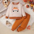 thumbnail image 2 of YIWULA Toddler Baby Boy Halloween Outfit Pumpkin Excavator Print Long Sleeve Sweatshirts Joggers Pants Fall Clothes Set(2-3 Years,Orange), 2 of 6