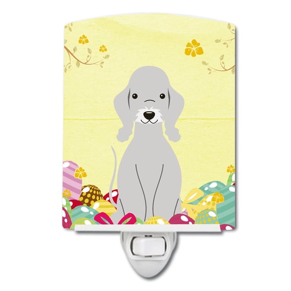 Caroline's Treasures BB6090CNL Easter Eggs Bedlington Terrier Blue Ceramic Night Light, 6x4x3", multicolor