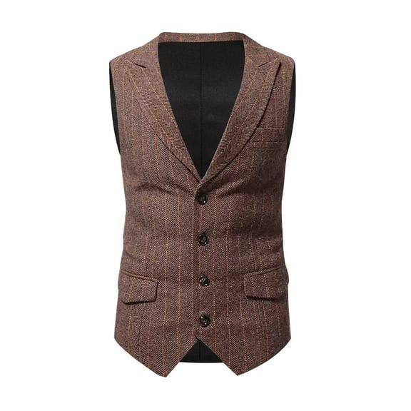 IROINNID Men's V-Neck Peak Lapel Sleeveless Solid Color Casual Single-breasted Vest Gilet Fit Breathable Business Streetwear Jacket