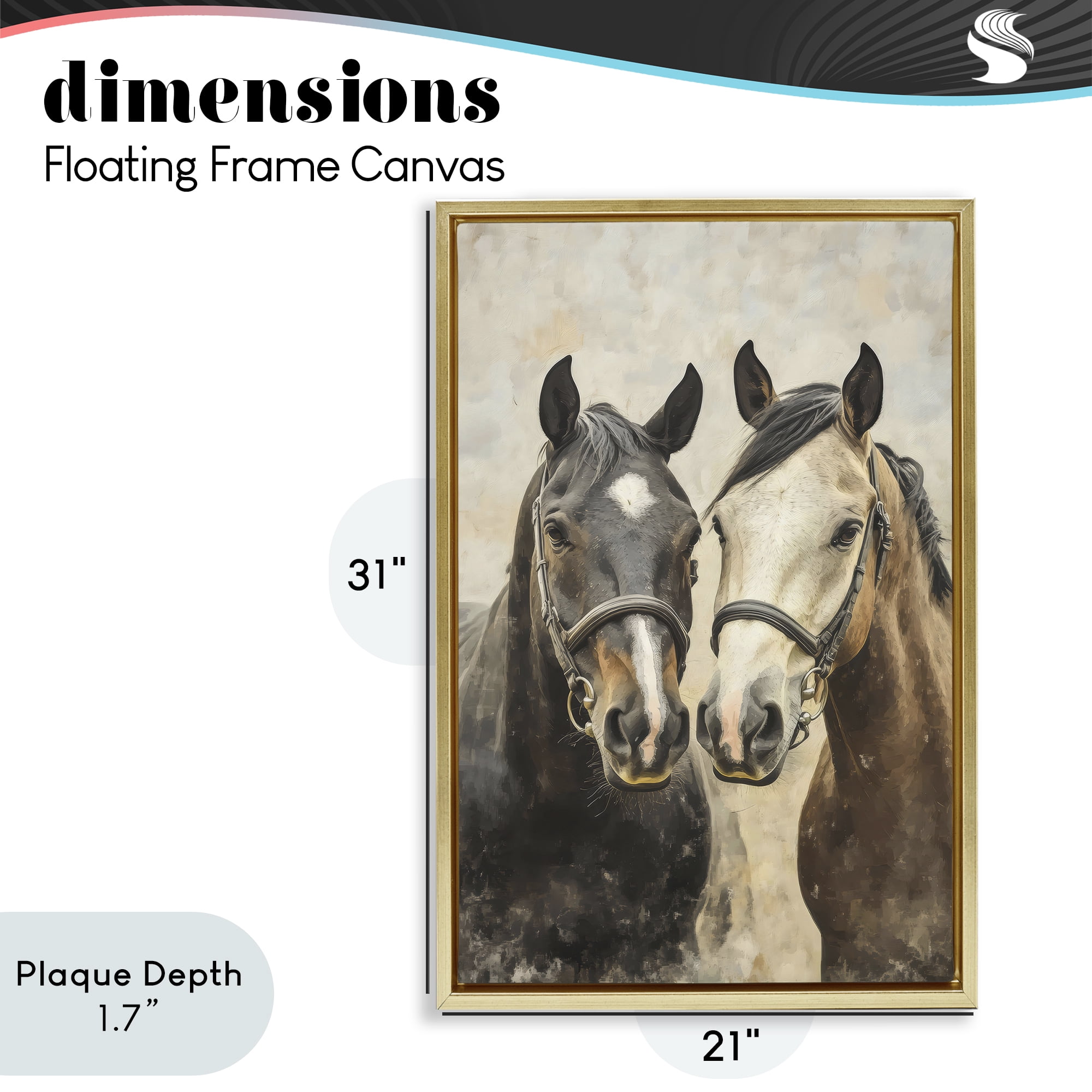 Stupell Industries Pair of Horses in Harmony Gold Framed Floater Canvas Wall Art, design by Creative Studio