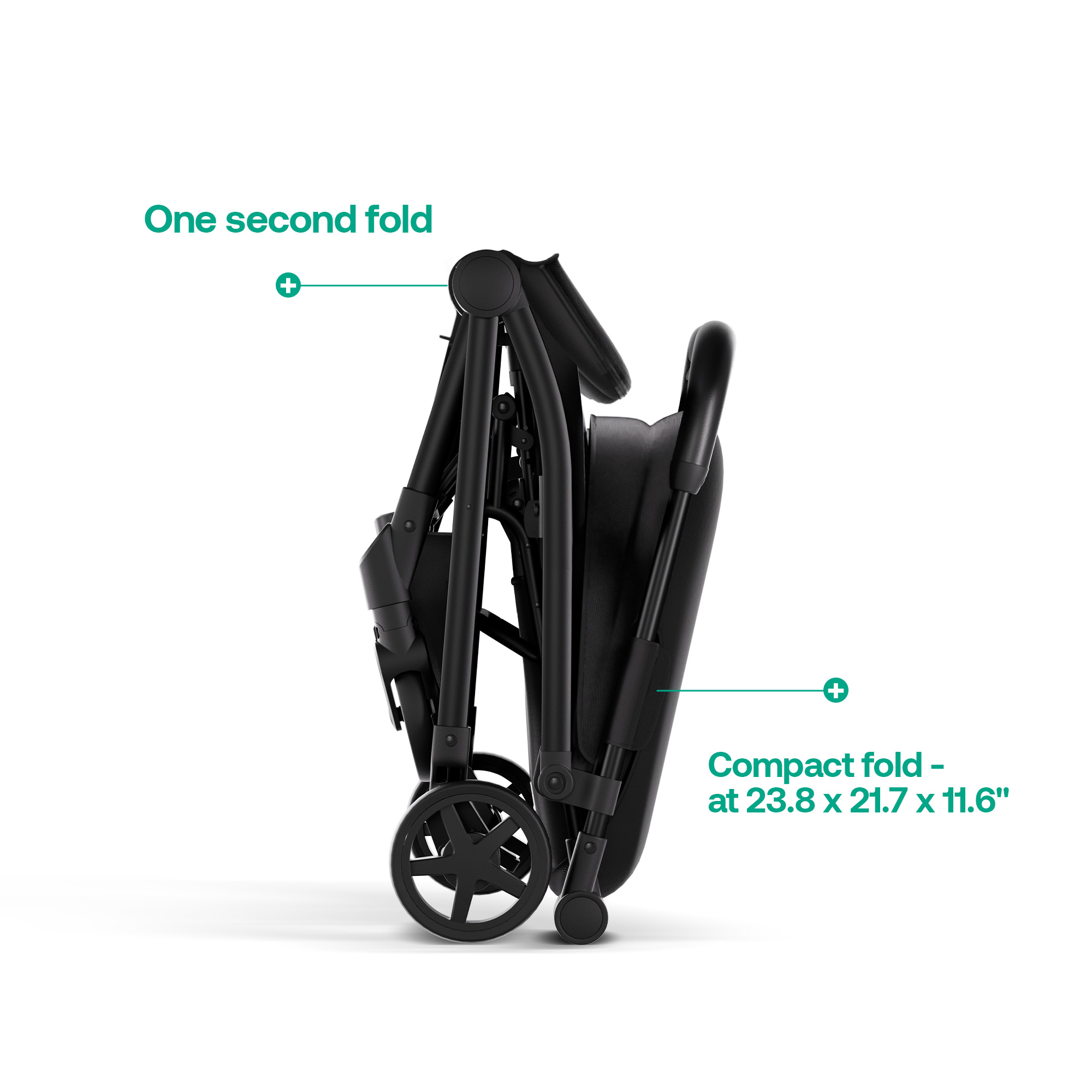 Mompush Lightweight Baby Stroller, Compact Stroller for Airplane Travel, Black, 14.2 lb, Unisex