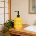 thumbnail image 4 of Dispensador de jabón de vidrio recargable con bomba para jabón líquido de manos, champú, loción, decoración de baño y cocina, 17x8x8 cm, blanco, negro, amarillo., 4 of 6