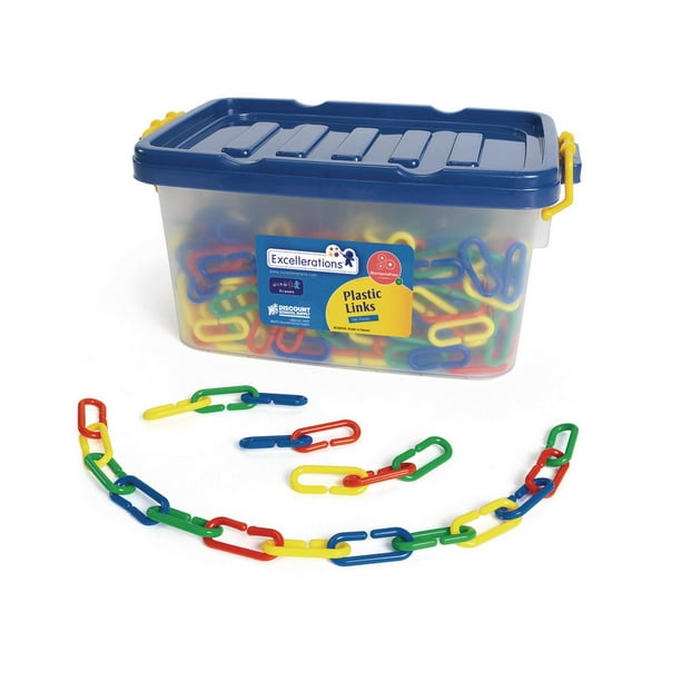 Excellerations Plastic Counting Math, Connecting Chains, 500 Pieces in Storage Bin, Early Math
