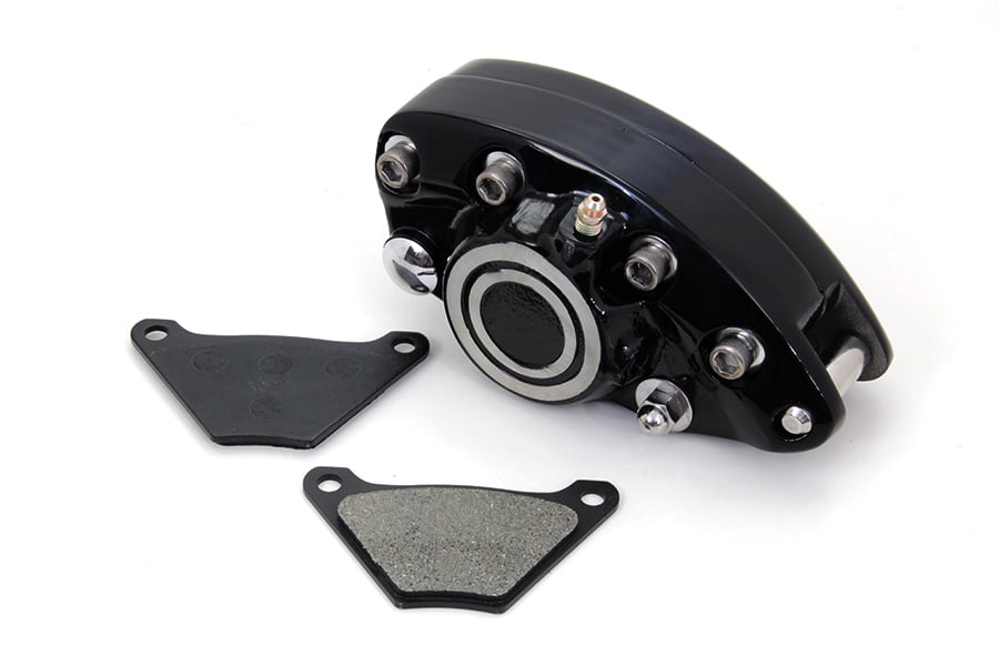 Black Rear 1 Piston Banana Caliper with Bullseye for Harley Davidson by V-Twin Black Rear 1 Piston Banana Caliper with Bullseye for Harley Davidson by V-Twin