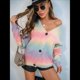 thumbnail image 5 of Suéter Tipo Cárdigan con Degradado de Arcoíris para Mujer, Cárdigan de Punto de Larga con Botones para Otoño e Invierno Rosa M, 5 of 10