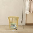 thumbnail image 3 of 30*36*45cm Metal Deep Set Metal Mesh Laundry Basket Storage Cart Golden with 4 Wheels Round, 3 of 15