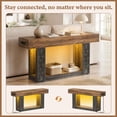 thumbnail image 4 of Homieasy 63" Farmhouse Console Table - Gray and Brown, with Outlets, LED Lights & 2-Tier Storage, Unique Geometric Pattern Sofa Table for Living Room, Hallway, Foyer, 4 of 5