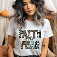 thumbnail image 2 of Faith Over Fear T-Shirt | Mixed Print Inspirational Christian Tee, White, Size S, 2 of 6