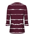 thumbnail image 2 of ameIAEA Chemises à Manches 3/4 pour Femmes Col en V Chemises Plissées Imprimé Color Block Blouses de Mode, 2 of 4