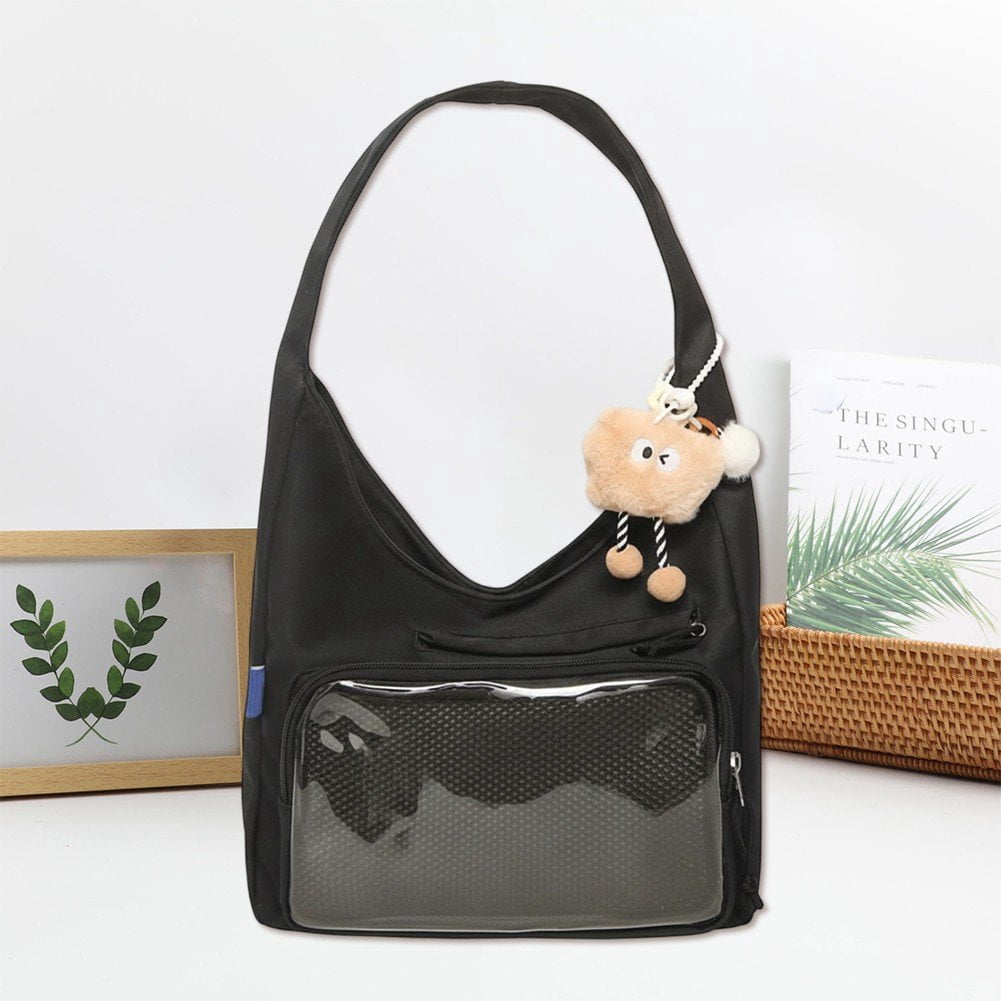 Jiibva Kawaii Ita Bag Shoulder Bag for Women Large Capacity Tote Bag Clear Window Anime Pin Display Messenger Bag Handbags Purse