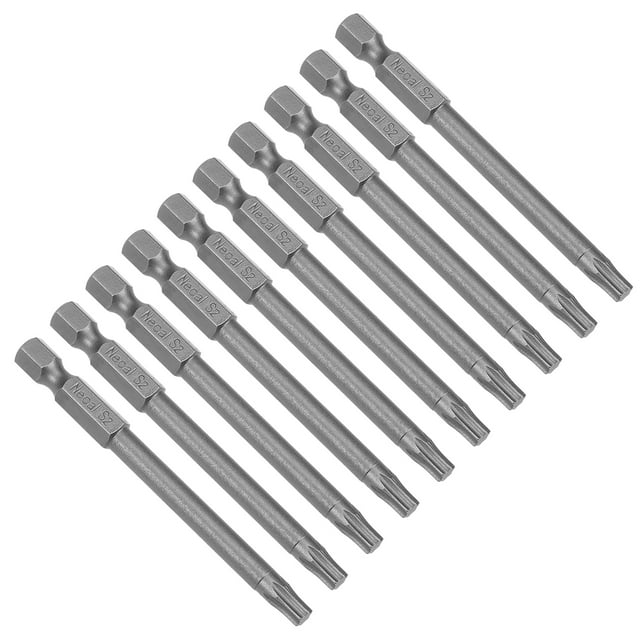 10 piezas 75 mm 1/4" Vástago hexagonal T25 Brocas de destornillador Torx S2 Acero de alta aleación
