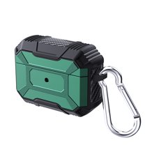 SaniMore for AirPods Pro Case with Carabiner, 360°All-around Dual-layer Rugged Hybird Heavy Duty Protective Case for Apple AirPods Pro 2019, Darkgreen