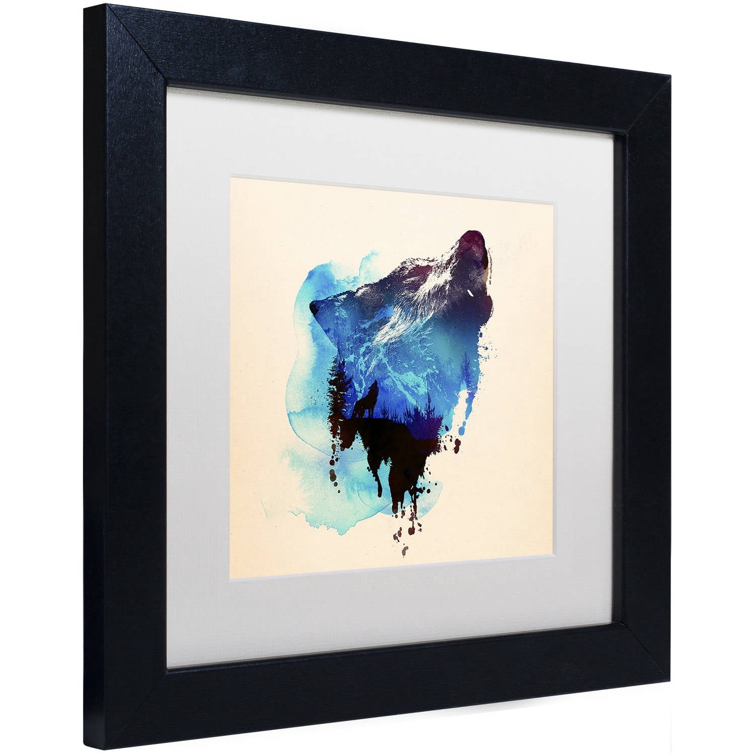Trademark Fine Art 'Alone As A Wolf' Canvas Art by Robert Farkas, White Matte, Black Frame