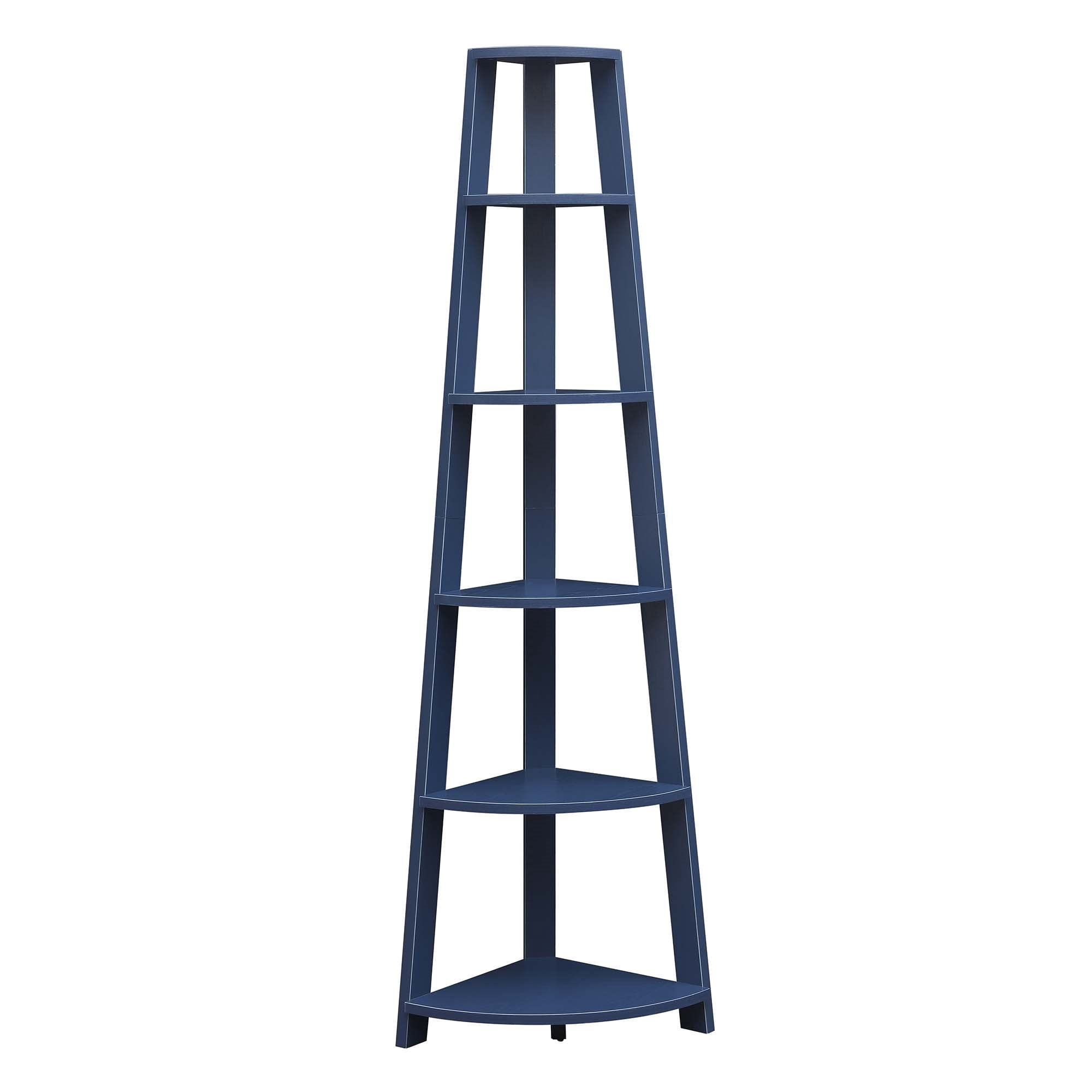 Convenience Concepts Newport 6 Tier Corner Bookshelf, Cobalt Blue