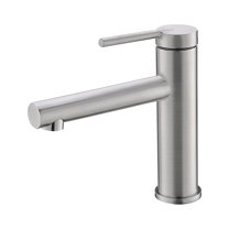 Stylish Single-Handle Brushed Stainless Steel Bathroom Faucet Height 6" B-108S
