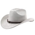 thumbnail image 4 of XIAOCHA Women's Woven Shell‑Clasp Suede Cowboy Hat Solid Outdoor Rodeo Western Hat,Grey, 4 of 4