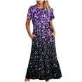 thumbnail image 1 of Fankiway Robe Longue Ample à Manches Courtes avec Poche et Col Rond Imprimé pour Femmes Rondes Robes de Printemps pour Femmes 5743, 1 of 4