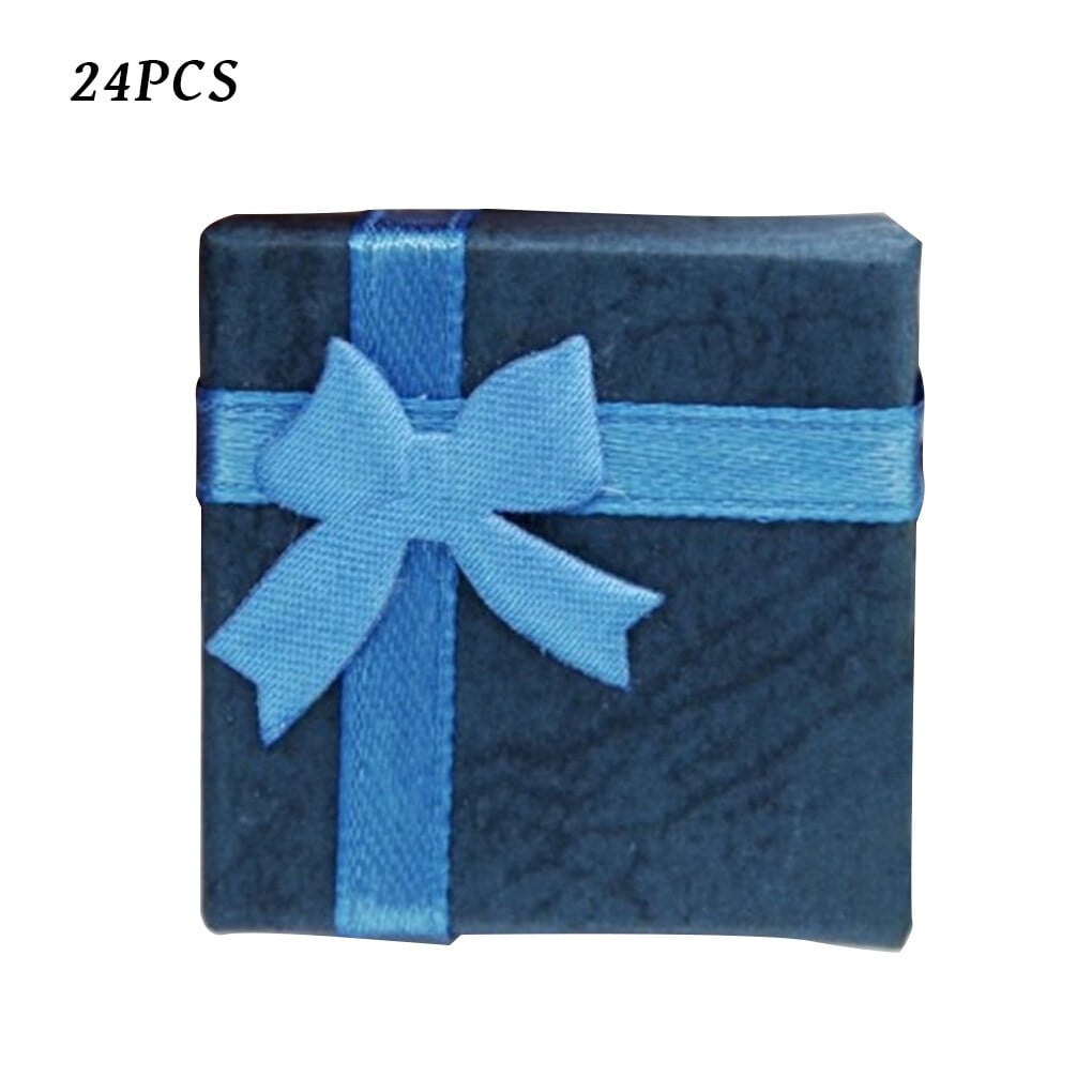24Pcs Gift Box Personalised Candy Pouch Ring Necklace Earring Jewelries Boxes With Ribbon Jewelry Case Wedding Souvenir Packaging Boxes Decoration Dark Blue Walmart