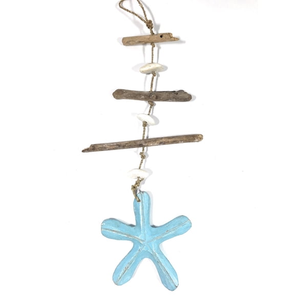 Driftwood Garland w/ Sea star & White Stone 20" Blue | #lis3100850