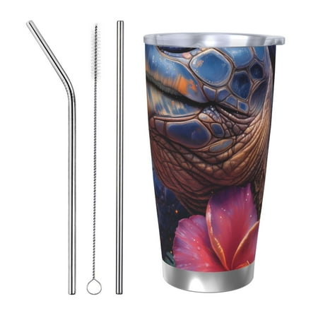 

Tideii Realistic Flower Turtle for 20OZ Car Cup Stainless Steel Cold and Hot Cup with Lid Suitable for Outdoor and Home Unisex-Straw Three-piece Set
