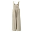 thumbnail image 3 of Baqcunre Jumpsuits For Women,Casual Loose Sleeveless Adjustable Straps Wide Leg Jumpsuit With 3 Pockets,Pants For Women,Rompers For Women 2023,Overalls For Women Loose Fit,Womens Clothes,Khaki,L, 3 of 4