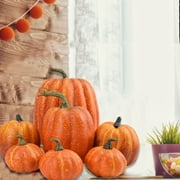 7PCS Fake Pumpkins White Orange, Fall Artificial Pumpkins for Decoration Different Sizes, Halloween Thanksgiving Autumn Harvest DIY Foam Pumpkin Indoor Outdoor Home Decor