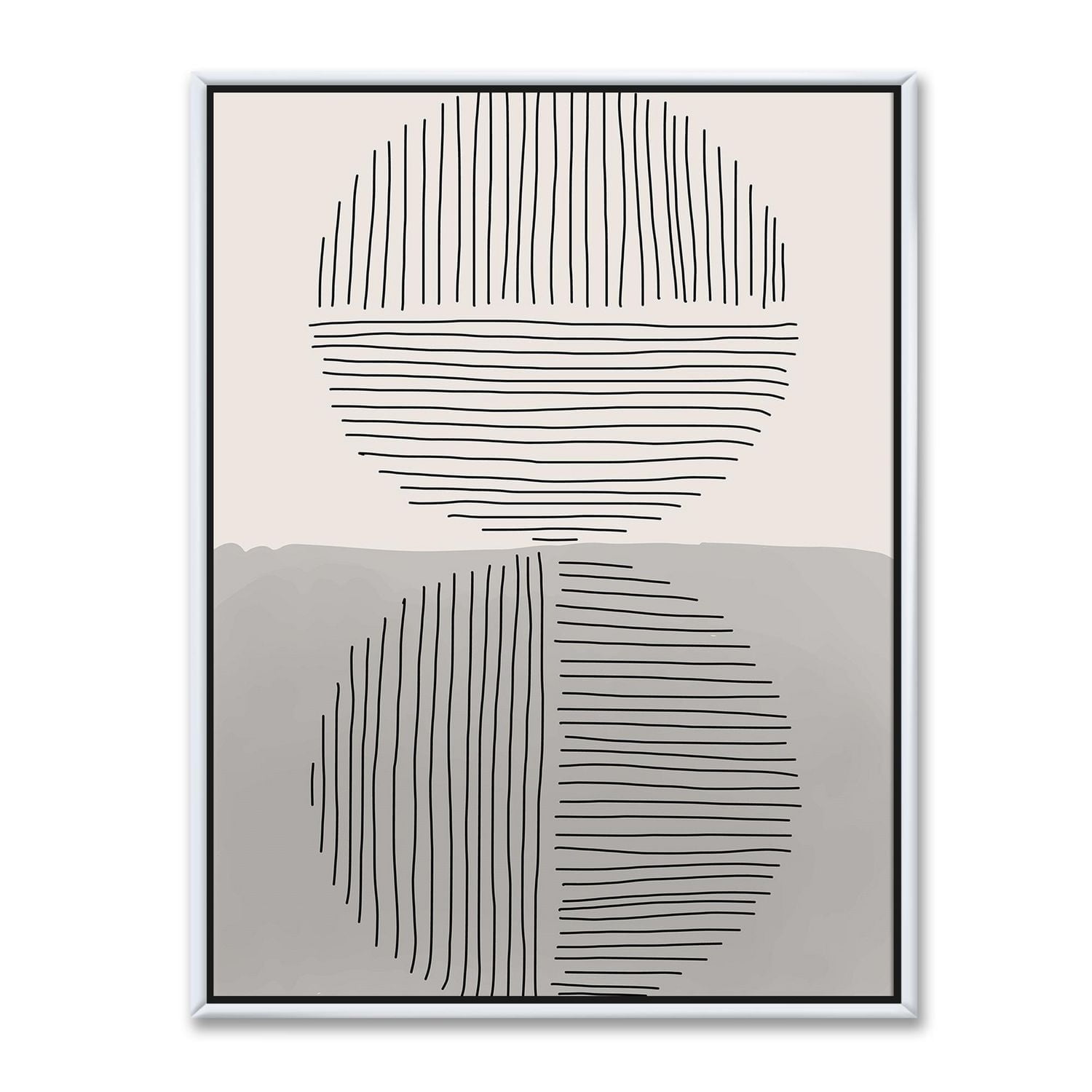 Designart Minimal Geometric Lines And Circle VI FLOAT FRAME WALL ART