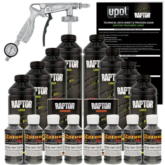 Raptor Charcoal Metallic Urethane Spray-On Truck Bed Liner Spray Gun, 8 Liters
