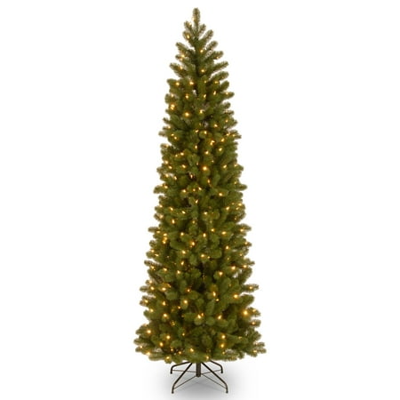 7.5 ft. Feel Real Down Swept Douglas Fir Pencil Slim Hinged Dual LED Christmas Tree