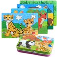 thumbnail image 1 of Rompecabezas de madera, juguete educativo de aprendizaje para niños con caja de hierro WD.WDQZL Hogar, 1 of 5