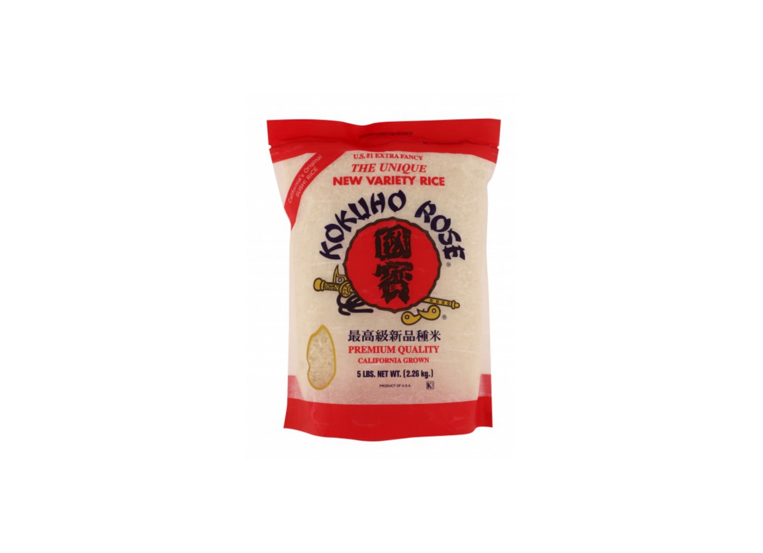 Kokuho Rose, Premium California Grown, Medium Grain White Rice (5Lbs