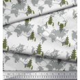 thumbnail image 1 of Soimoi Green Rayon Fabric Tree & World Map Print Fabric by Yard 42 Inch Wide, 1 of 3