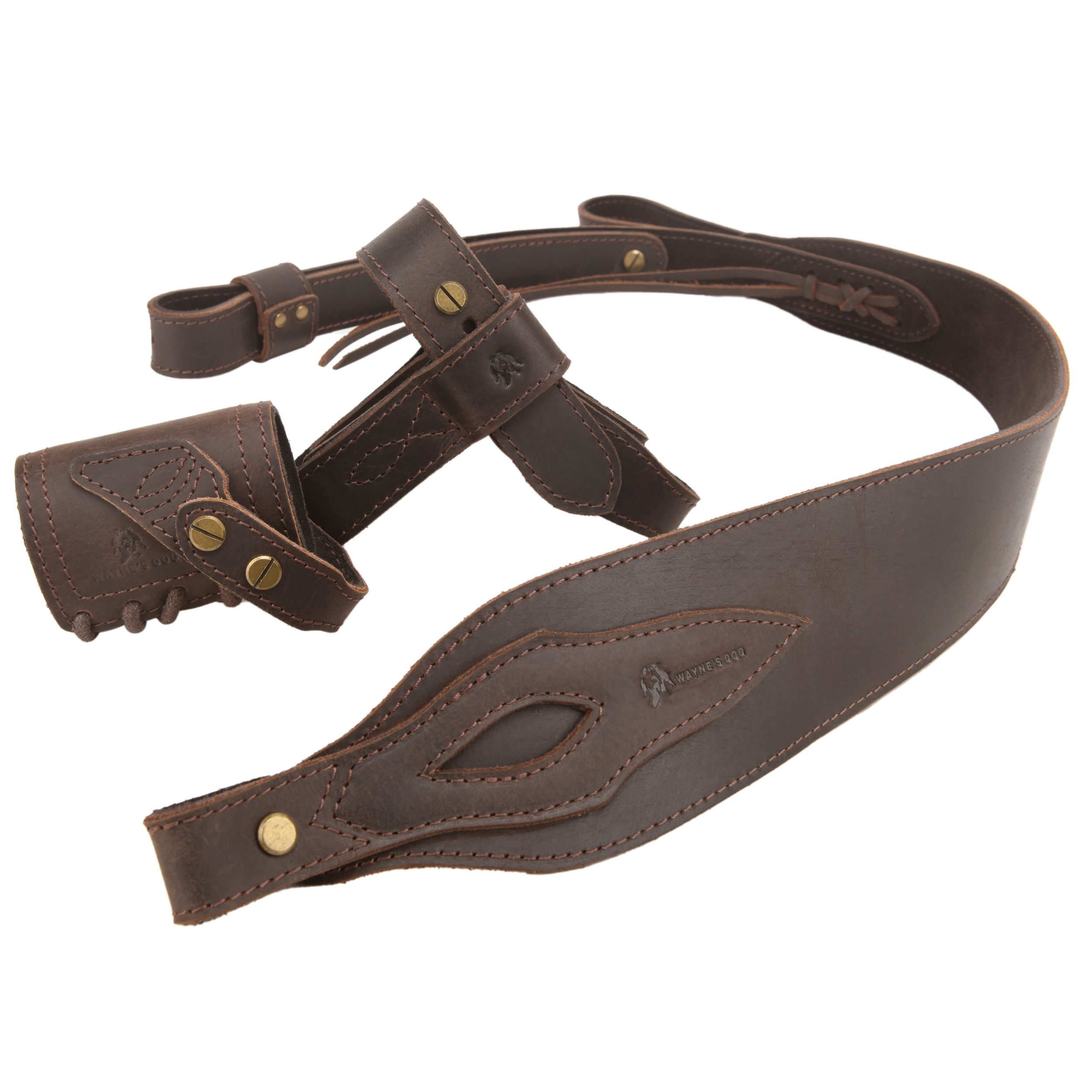 1 Suit Full Leather Rifle No Drill Harnessed Buttstock Holder Cover , Barrel Mount with Leather Gun  Sling
