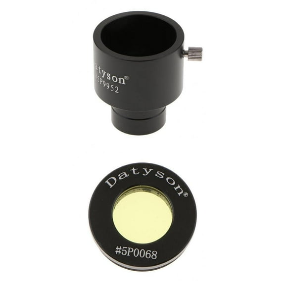 Adaptador de ocular de telescopio de 0,965 pulgadas a 1,25 pulgadas de metal (negro) + de color de telescopios de astronomía (amarillo n.  degree 12)