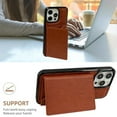 thumbnail image 3 of Case for iPhone 15 Pro Max Compatible with MagSafe Magnetic 2-in-1 Detachable Wallet Case with Card Slots for Women Men, Classic PU Leather Flip Kickstand Shockproof Protective Case, Brown, 3 of 11