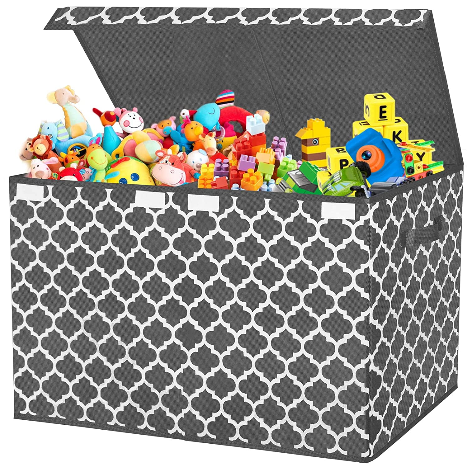 popoly Large Toy Box Chest Storage with Flip-Top Lid, Collapsible Kids  Storage Boxes Container Bins for Childrens Toys, Playroom Organizers,  25x13