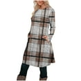thumbnail image 4 of Winter Dresses for Women Casual Plaid Midi Dress Print Round Neck With PocketsLong Sleeve A Line Dress, 4 of 6