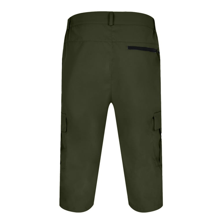 Mens Shorts Below The Knee Lightweight Walking Seven Point Belt Pocket  Cargo Exercise Fishing Cargo Shorts for Men Green