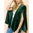 thumbnail image 4 of Women's Velvet Cape Blazer Jackets Casual Split Long Sleeve Open Front Coat, 4 of 6