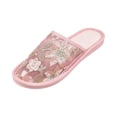 thumbnail image 4 of Women’s Floral Lace Embroidery Open Toe House Slippers, Breathable Mesh Slip On Indoor Bedroom Slippers Non Slip Soft Sole Casual Home Shoes for Ladies,Pink 39, 4 of 6