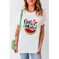 thumbnail image 1 of ABPHQTO Camiseta blanca de manga corta con estampado gráfico One In A Melon para mujer, 1 of 5